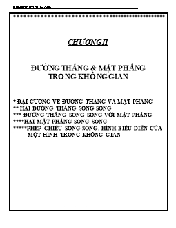 Giáo án Toán 11 - Chương II: Đường thẳng & mặt phẳng trong không gian