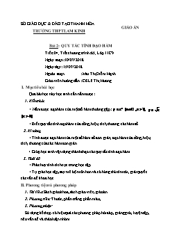 Giáo án Toán 11 - Tiết 4 - Bài 2: Quy tắc tính đạo hàm