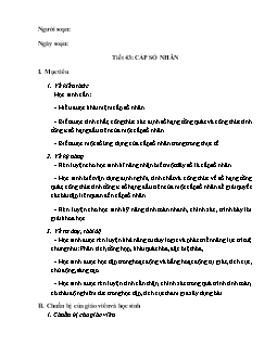 Giáo án Toán 11 - Tiết 43: Cấp số nhân