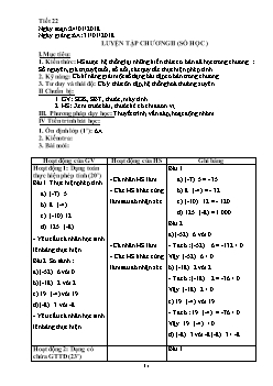 Giáo án Tự chọn môn Toán 6 - Tiết 22: Luyện tập chương II (số học)
