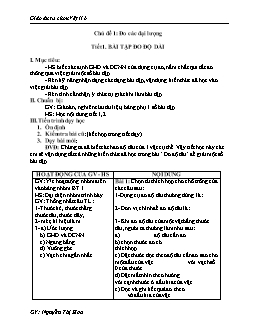 Giáo án tự chọn Vật lí 6 tiết 1 đến 9 - GV: Nguyễn Thị Hoa