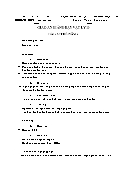 Giáo án Vật lý 10 Bài 26: Thế năng