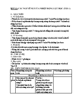 Giáo án Vật lý 10 Bài 33: Các nguyên lí của nhiệt động lực học (tiết 1)