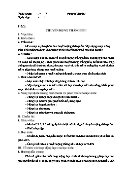 Giáo án Vật lý 10 tiết 2: Chuyển động thẳng đều