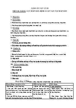 Giáo án Vật lý 10 tiết 20 bài 11: Lực hấp dẫn. Định luật vạn vật hấp dẫn