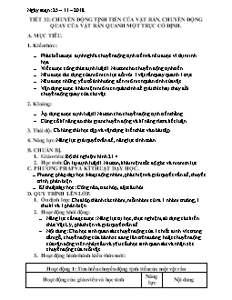 Giáo án Vật lý 10 tiết 32: Chuyển động tịnh tiến của vật rắn. Chuyển động quay của vật rắn quanh một trục cố định