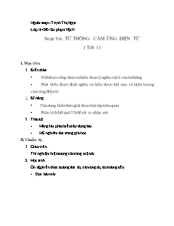 Giáo án Vật lý 11 bài 23: Từ thông. Cảm ứng điện từ ( tiết 1)