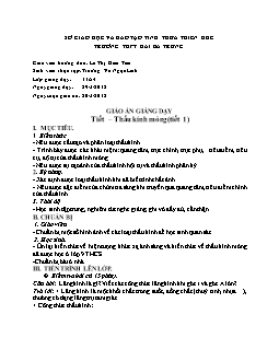 Giáo án Vật lý 11: Thấu kính mỏng (tiết 1)