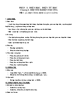 Giáo án Vật lý 11 tiết 1: Điện tích. Định luật Cu-lông