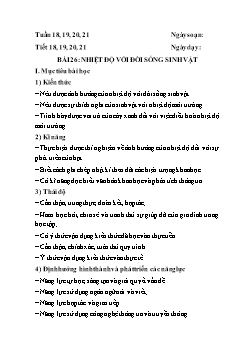 Giáo án Vật lý 6 Bài 26: Nhiệt độ với đời sống sinh vật