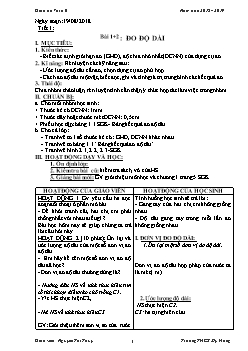 Giáo án Vật lý 6 cả năm - Trường THCS Mỹ Hưng