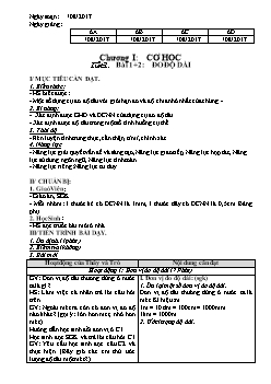 Giáo án Vật lý 6 cả năm - Trường THCS Phương Tú