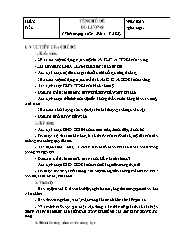 Giáo án Vật lý 6 - Chủ đề Đo lường