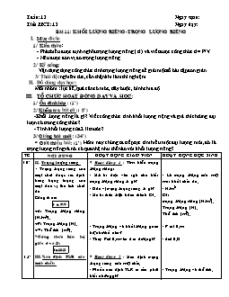 Giáo án Vật lý 6 tiết 13: Khối lượng riêng-Trọng lượng riêng