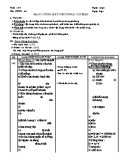 Giáo án Vật lý 6 tiết 24: Tổng kết chương I: Cơ học