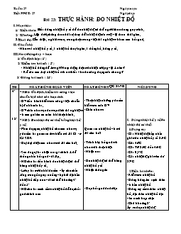 Giáo án Vật lý 6 tiết 27: Thực hành: đo nhiệt độ