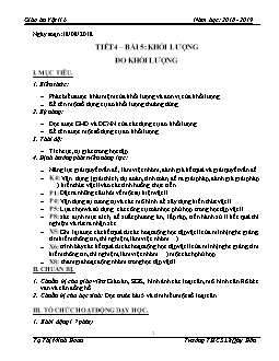 Giáo án Vật lý 6 tiết 4 – bài 5: Khối lượng đo khối lượng