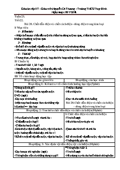 Giáo án Vật lý 7 tiết 22: Chất dẫn điện và chất cách điện - Dòng điện trong kim loại