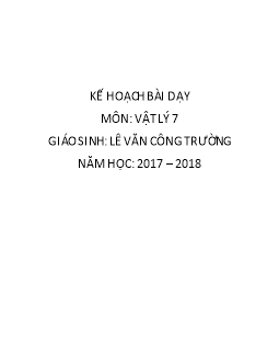 Giáo án Vật lý 7 tiết 25 bài 19: Dòng điện. Nguồn điện (tiết 2)