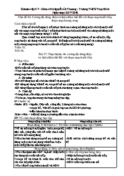 Giáo án Vật lý 7 tiết 31: Thực hành: đo cường độ dòng điện và hiệu điện thế đối với đoạn mạch nối tiếp