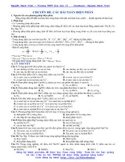 Hóa học 12 - Chuyên đề: Các bài toán điện phân