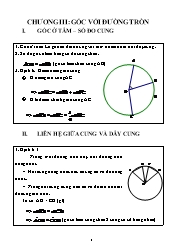 Kế hoạch bài học Hình học 9 - Chương III: Góc với đường tròn