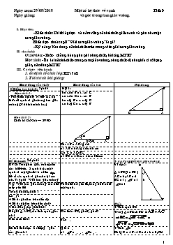 Kế hoạch bài học Hình học 9 - Tiết 9, 10: Một số hệ thức về cạnh và góc trong tam giác vuông