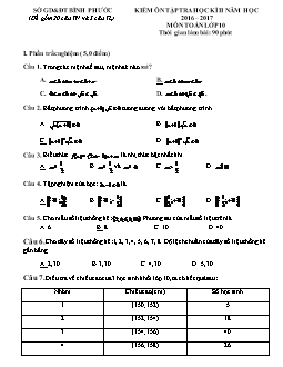 Kiểm ôn tậptra học kì II năm học 2016 – 2017 môn Toán lớp 10