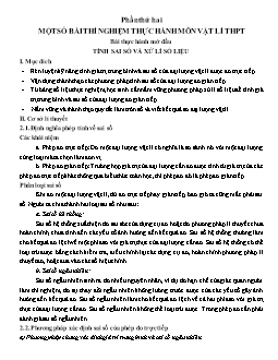 Một số bài thí nghiệm thực hành môn Vật lí THPT