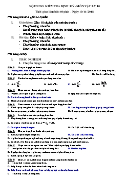 Nội dung kiểm tra định kỳ - Môn Vật lý 10