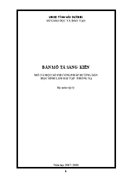 Sáng kiến kinh nghiệm Mô tả một số phương pháp hướng dẫn học sinh làm bài tập phóng xạ (Môn Vật lý)