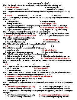 Trắc nghiệm Giáo dục công dân 11 - Bài 8: Chủ nghĩa xã hội