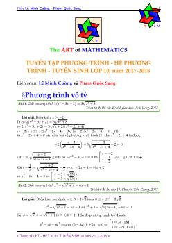 Tuyển tập phương trình - Hệ phương trình - tuyển sinh lớp 10, năm 2017 - 2018